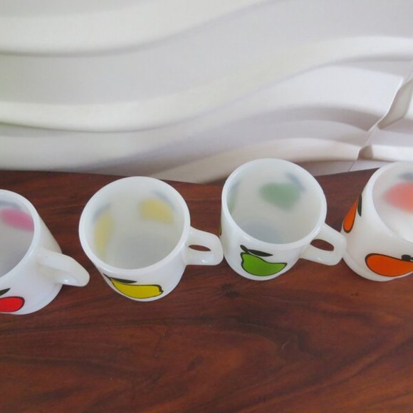 Super Rare complete set of 1970s SUPER FRUIT Fire King/Anchor Hocking mugs - Picture 4 of 7
